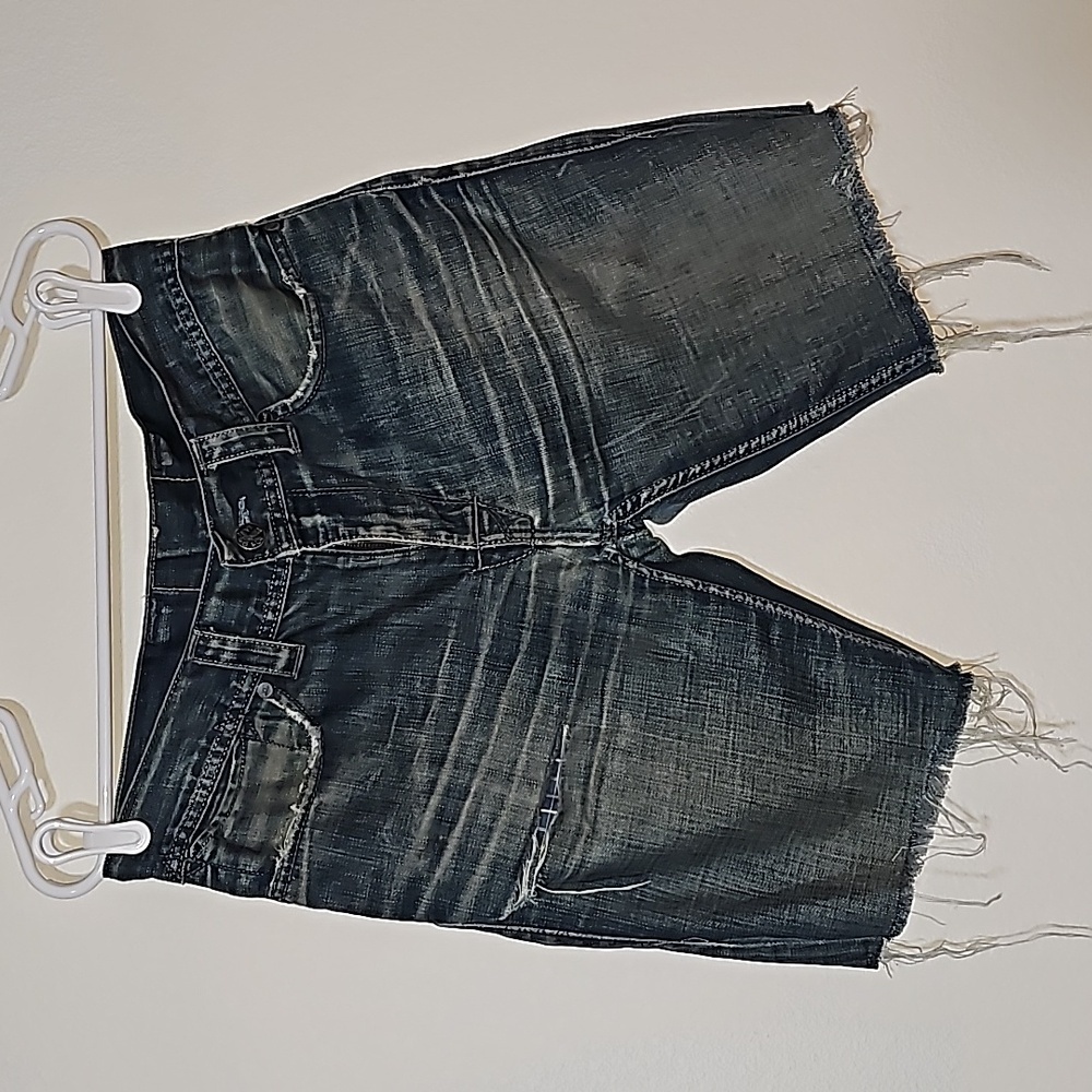 VTG Levi's Cutoffs Shorts Bermuda Jorts Denim Blue Jeans Distressing Rips 33